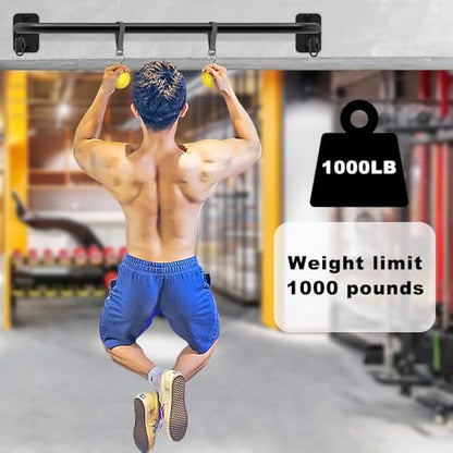 SELEWARE Heavy Duty Welded Pull Up Bar Wall/Joist/Ceiling Mount Chin Up Bar - color: A2: Black 36" Wall Mount Pull Up Bar+Yellow Balls