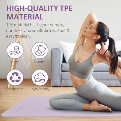 Gruper Yoga Mat Non Slip, 72"L x 24"W x 0.24"/0.32"TH, Anti-Tear Exercise Mat with Carrying Strap and Bag, Pro TPE Yoga Mats for Women, Workout Mats for Home, Pilates and Floor Exercises