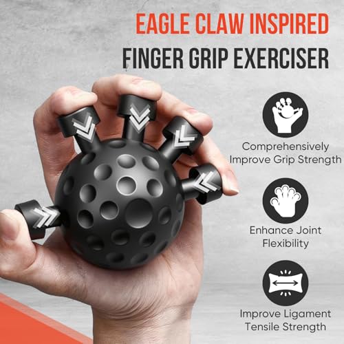 TEAWOO 4-Pack Grip Strength Trainer Kit, Adjustable Forearm Strengthener, Black Hand Grip Strengthener Balls, Finger Exerciser & Stretcher for Strength Training, Recovery & Flexibility