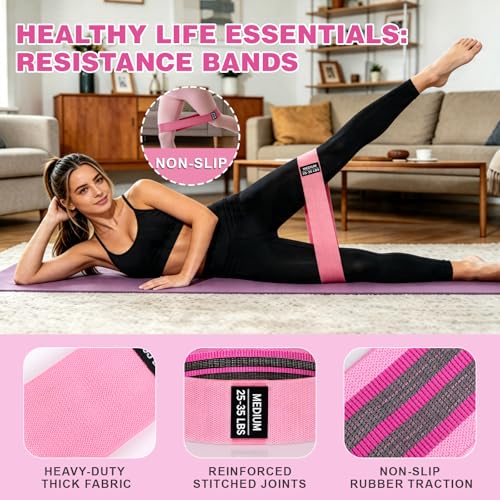 OKbulter Resistance Bands for Working Out, 3 Levels Exercise Bands Set for Legs, Hips, Strength Training, Pilates, Yoga and Rehab for Women & Men