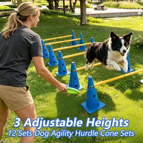 Dog Agility Cone Hurdle Set, 3 Adjustable Heights, 12 Pack - size: 12-Pack Hurdle Cone