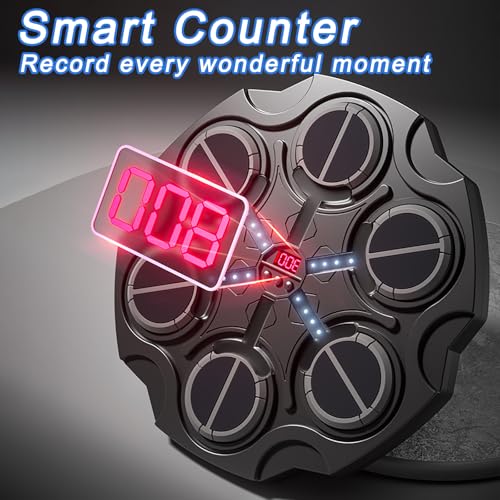 Music Boxing Machine with Smart Scoring, Wall-Mounted Target, Rhythm Lights, 3-Speed Adjustment, and Boxing Gloves – Fitness and Fun Toy for Adults, Boys, and Girls（Black） - size: 6pairs