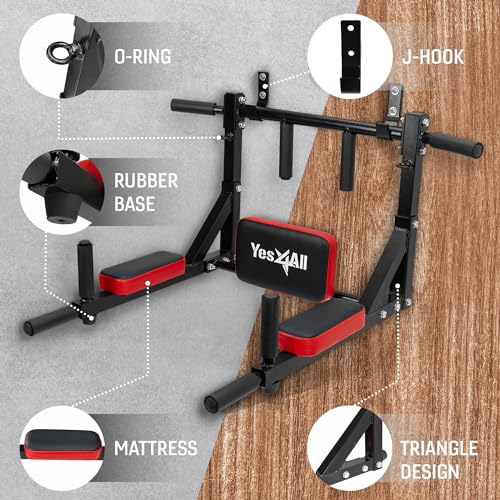 Yes4All Pull Up Bar Wall Mounted - Multifunctional Wall Mounted Pull Up Bar for Home Gym Workout Strength Training Equipment - color: A. Multifunctional Wall Mounted Pull Up Bar