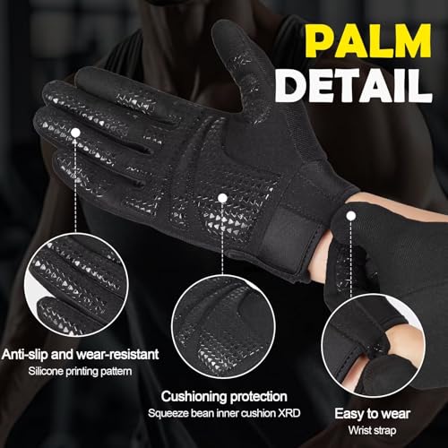 Workout Gloves,Non-Slip Full Palm Weightlifting Gloves with XRD Padding, Breathable Gym Training Gloves for Unisex - size: Large (Palm Width: 4.02 inches)