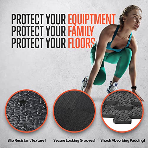Thick Puzzle Exercise Mat Foam Interlocking Tiles Protect Floors from Gym Equipment Exercise, Durable Non-Skid Texture, Kid Baby Family Safe Easy to Assemble - color: Black & Blue, size: 24.2"L x 0.5"W x 24.2"Th