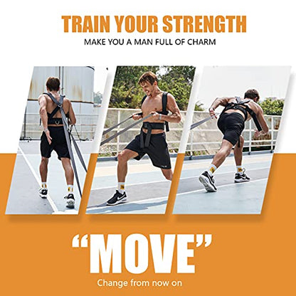 Sled Pulling Harness, Tire Pulling Harness with Pull Strap for Resistance Training, Adjustable Padded Shoulder Strap - color: 13.1FT