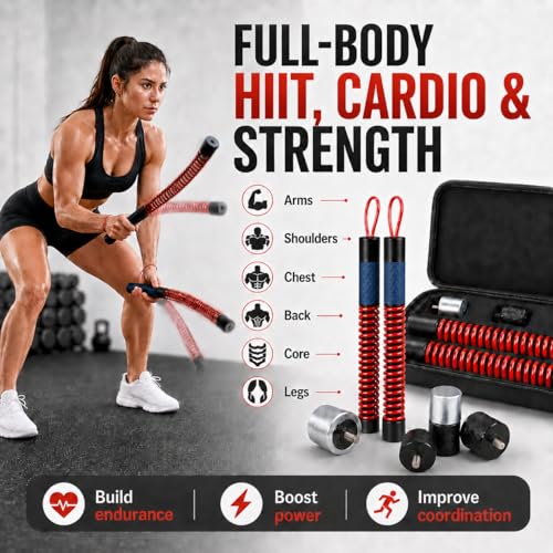 Adjustable Weighted Ropeless Battle Rope, Progressive Weight Training for Home & Small Spaces, Light Weight for Fast Cardio, Heavy for HIIT Challenge, Beginner, Home Gym, Activate Training State