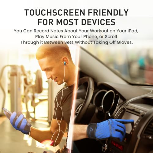 FINGER TEN Workout Gloves Full Finger with Padding 1 Pair - color: Blue, size: Large