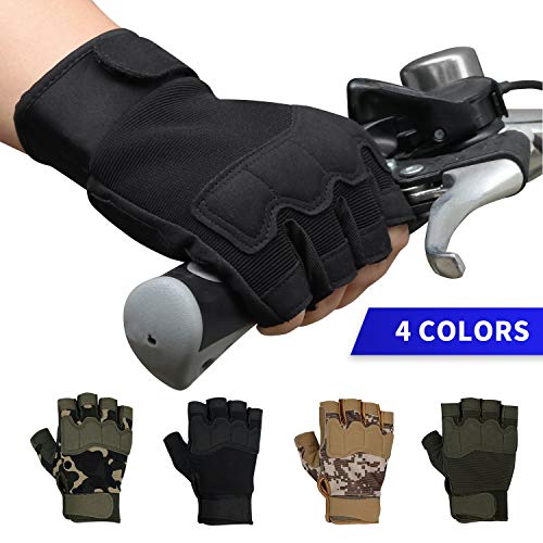 FIORETTO Fingerless Gloves for Men, Breathable Grip Palm Gloves for Motorcycle Riding, Driving, Cycling, Exercise, Workout, Climbing, Hiking and Outdoor Activities M210603