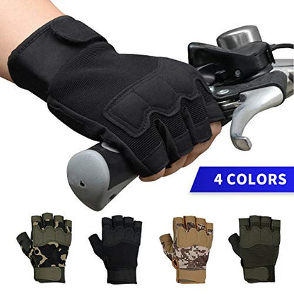 FIORETTO Fingerless Gloves for Men, Breathable Grip Palm Gloves for Motorcycle Riding, Driving, Cycling, Exercise, Workout, Climbing, Hiking and Outdoor Activities M210603