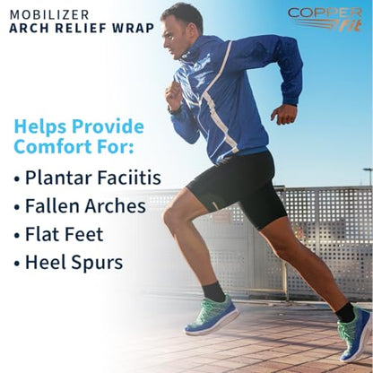 Copper Fit Men & Women Mobilizer Arch Flex Wrap – Adjustable Compression – Advanced Relief & Recovery – Foot Pain, Plantar Fasciitis, Heel Spurs, Swelling & Inflammation – One Size Fits Most
