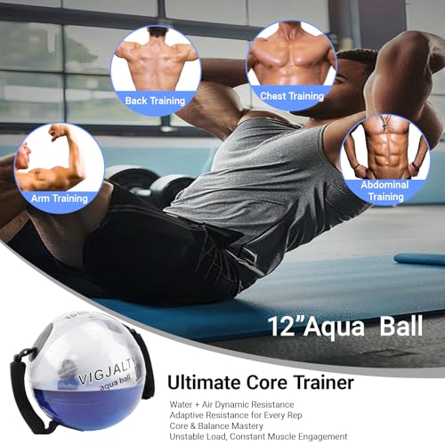 Small & Large Aqua Ball Bundle | Unpredictable Resistance for Engaging Stabilizer Muscles | Portable Workout Equipment for Home, Travel, Athletes & Beginners