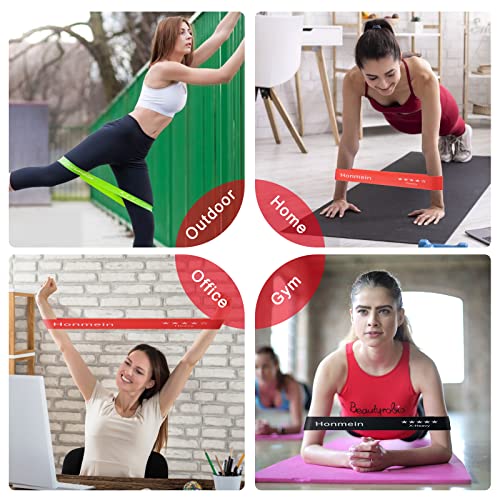 Honmein Resistance Bands for Working Out, Exercise Bands with 5 Resistance Levels Fit for Home Fitness, Strength Training, Natural Latex Resistance Band Include Instruction Guide and Carry Bag