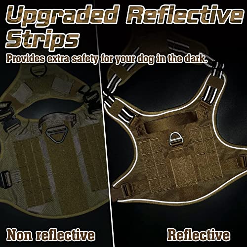 rabbitgoo Tactical Dog Harness for Large, No Pull Military Service Vest - color: Brown, size: Large