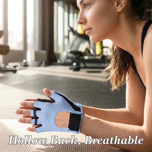 Workout Gloves for Women Lightweight Sweat-Wicking Breathable Gym Gloves with Silicone Grip, Padded Palm for Light Training Dumbbells, Cycling, Yoga, Pilates, Everyday Fitness
