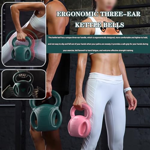 Kettlebell Weights Gym Muscle Training Kettle Bells, Women's Fitness Squat Dumbbell, Unique Three-Ear Structure, Sports Equipment(Dark Green,20LB)