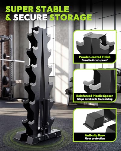 HANDBODE A-Frame Dumbbell Rack Heavy Duty Weight Stand for Dumbbells, Space-Saving Metal Storage Organizer, Sturdy Dumbbell Holder for Home Gym - style: 1 X 6-Tier A-Frame with Landmine Attachment