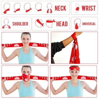 30Pcs Baseball Softball Cooling Towels for Neck and Face 40 x 12 Inch Baseball Sports Team Gifts Microfiber Breathable Workout Ice Towel Sweat Chilly Bulk Neck Wraps for Athletes Gym Camping Red