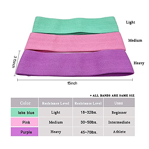 K&KLACOSTA Elastic Resistance Bands for Women and Men Fitness, Workout Outdoor Exercise, Gift, 3-Level Set, Non-Slip Legs and Buttock Sports Bands, Non-Slip.