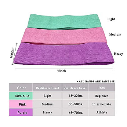 K&KLACOSTA Elastic Resistance Bands for Women and Men Fitness, Workout Outdoor Exercise, Gift, 3-Level Set, Non-Slip Legs and Buttock Sports Bands, Non-Slip.