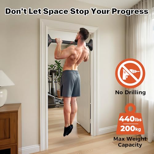 Sportneer Adjustable Doorway Pull Up Bar Bundle with Rotating Push Up Bar Handles for Home Gym Workout