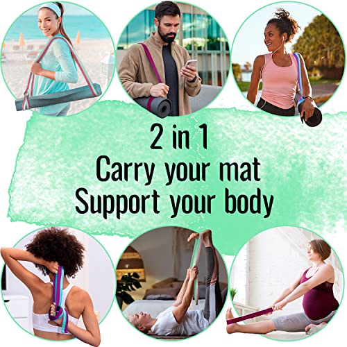 TECEUM Yoga Mat Strap – Extra Soft & Thick Cotton Carrier for All Mats - color: Green Avocado, size: 64 IN