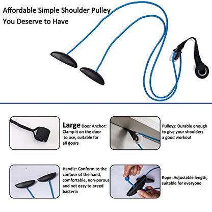 Shoulder Pulley Over The Door Physical Therapy System, Exercise Pulley, Alleviate Shoulder Pain and Facilitate Recovery from Surgery - color: Large Foam Door Anchor-Blue