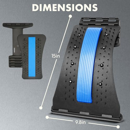 Lumbar Back Support Stretcher, Adjustable Lower Back Stretcher with Foam Massage Cushion, Multi-Level Traction for Bed, Chair, Car & Gym, No Power Needed, Lightweight, 14.86 x 9.84 x 3.15 in