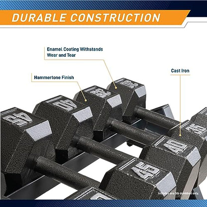 Marcy Cast Iron Hex Dumbbells Collection - Available size from 3-lb to 100-lb, SOLD INDIVIDUALLY - style: 5lbs