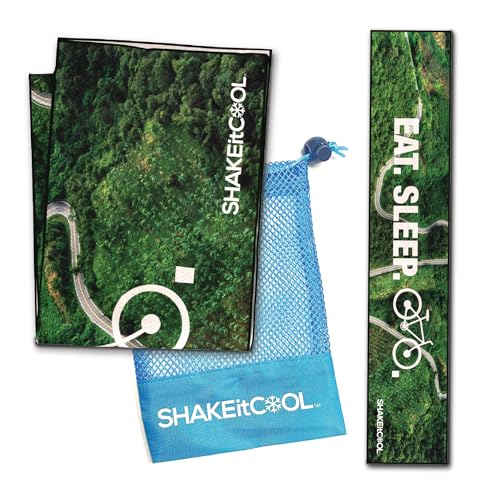 Original Cooling Towel – Be Cool in Style - Heat Relief, Soft, Lightweight, Sun Protection, Easy Clean - Perfect for Biking, Running, Yoga, Gym, Gardening - Eat.Sleep.Bike - color: Eat.sleep.bike.