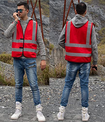 zojo High Visibility Reflective Safety Vest Bulk 10 Pack - color: Red