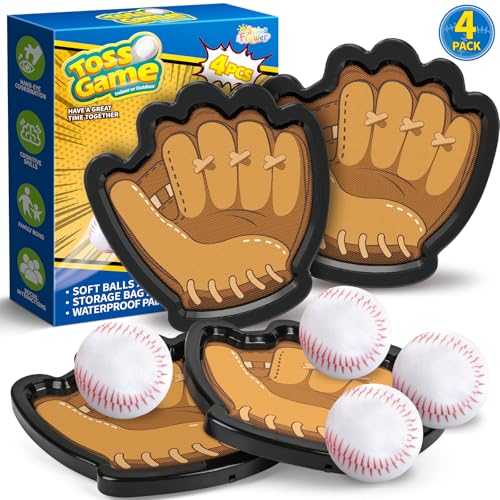 4 Pack Catch and Toss Ball Game,Toddler Baseball Catch and Toss Ball Set,Outdoor Sport Yard Beach Pool Game Toy,Boys & Girls Toy for Kids Toddlers, Fun Idea Gift for Kids