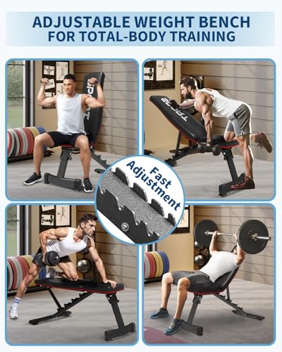 3-Second Foldable Weight Bench for Home Gym, 660LBS Capacity Adjustable Workout Bench with 5-Position Incline/Decline/Flat, Compact Exercise Bench for Bench Press & Dumbbell Training