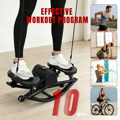 Rock Stepper, Side-to-Side Lateral Rocking Fitness Stepper, with Digital Monitor, Resistance Bands, Non-Slip Mat, Full Body Stepper, for Apartment, Living Room Workout - color: Black
