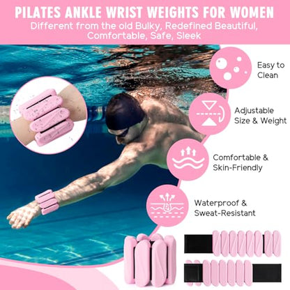 Wrist Weights, 2Pack Wearable Wrist Ankle Weights for Women and Men, Adjustable Silicone Arm and Leg Wrist Bracelets for Walking, Yoga, Pilates and Gym, 2lb - color: Pink