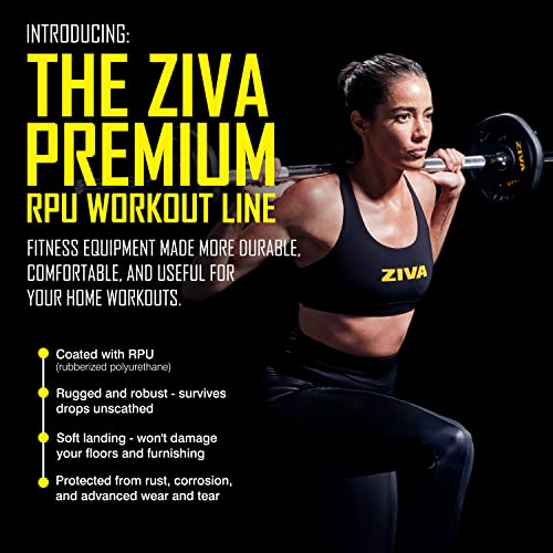 ZIVA 35lb Studio Barbell Weight Set – Adjustable Home Gym Kit with Standard Rubber Urethane Plates, 5' Chrome Bar (1.18" diam) & Collars | Extra Plates Not Included