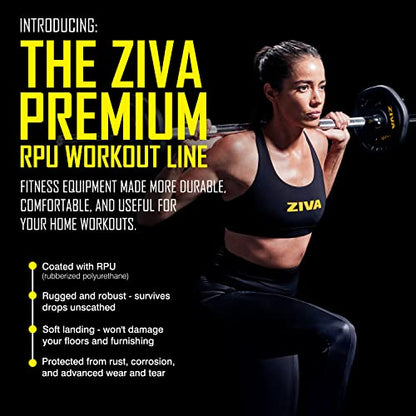 ZIVA 35lb Studio Barbell Weight Set – Adjustable Home Gym Kit with Standard Rubber Urethane Plates, 5' Chrome Bar (1.18" diam) & Collars | Extra Plates Not Included