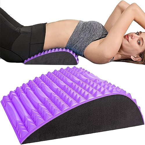 Back Stretcher Pillow – Pain Relief for Lower Back, Lumbar Support, Posture Correction, Sciatica Aid, Orthopedic Design, Easy to Use at Home, Office, or Anywhere, Orthopedist Recommended (Purple) - color: Purple