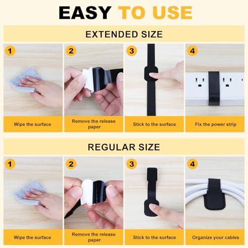 SummerBrite Under Desk Cable Management, Reusable Cable Straps, 56 Pack - color: Black-56pcs