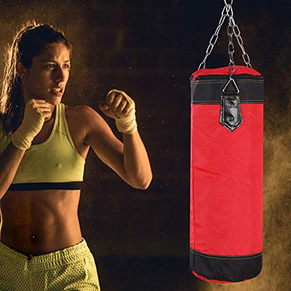 Tbest Heavy Boxing Punching Bag, Empty Sandbag Hanging Punching Bag Training MMA Kickboxing Muay Thai Boxing Sandbag Hook Kick Sandbag for Kid Adult - color: Red, size: 60CM