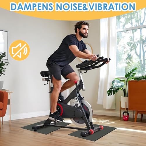 2PCS Exercise Bike Mat, Non-Slip Exercise Bike Mat for Floor for Rowing Machine and Stationary Spin Bike