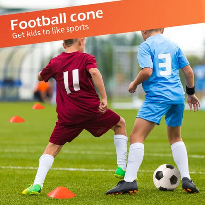Kenning 100 Pcs Soccer Agility Cones with Strap, Orange Disc Cones for Sports Training, 7.5 Inch Soccer Field Marker Athletic Cone with 2 Carry Straps for Football Basketball Indoor Outdoor Practice