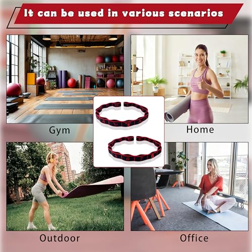 2PCS Elastic Yoga Stretching Strap with 12 Loops Stretch Resistance Exercise Bands for Yoga,Pilates,Dance,Rhythmic Gymnastics,Physical Therapy,Ballet Couple Style