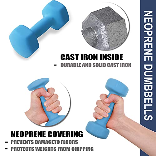 Balelinko Home Gym Equipment Workouts Strength Training Weight Loss Pilates Weights Yoga Sets Weights for Women, Men, Seniors and Youth, 15LB Blue, Pair