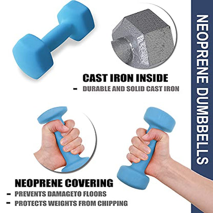 Balelinko Home Gym Equipment Workouts Strength Training Weight Loss Pilates Weights Yoga Sets Weights for Women, Men, Seniors and Youth, 15LB Blue, Pair