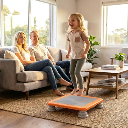 Mini Trampoline for Kids, 25 Inch Sensory Trampoline Bouncing Board with Non-Slip Base - color: Orange