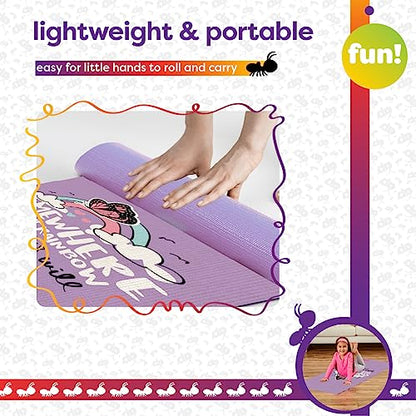 Antsy Pants Kids Yoga Mat - Non-Slip Exercise Mat, 60" x 24", 3mm - color: Rainbow