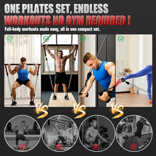 HPYGN Pilates Bar Kit with Resistance Bands, Heavy Duty Multifunctional Pilates Workout Equipment for Strength Training, HIP, Back, Arms, Ab, Shoulders, Portable Home Gym & Travel Fitness Gear for Men - style: 330lbs