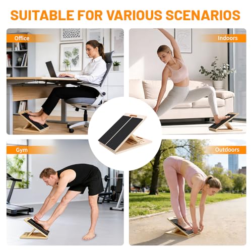Wooden Slant Board, 5-Angle Adjustable Calf Stretcher, 16.5x12 in, 350 lb