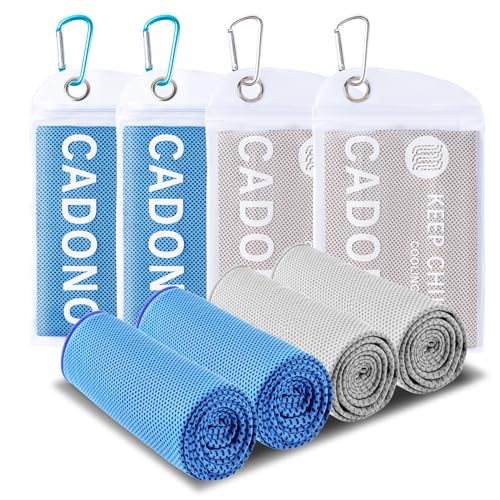 4 Pack Cooling Towel (40"x12"), Soft Breathable Chilly Towel, Ice Towel - color: Grey/Grey/Light Blue/Light Blue